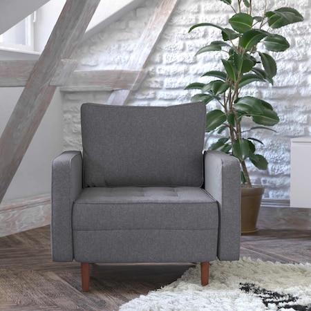 Flash Furniture Dark Gray Faux Linen Upholstered Tufted Chair IS-PC100-DKGY-GG